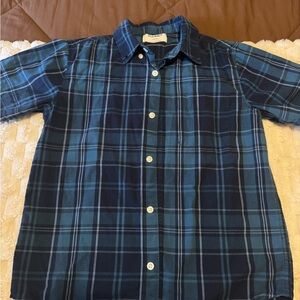 Old Navy Boy’s Navy and Light Blue Plaid Shirt